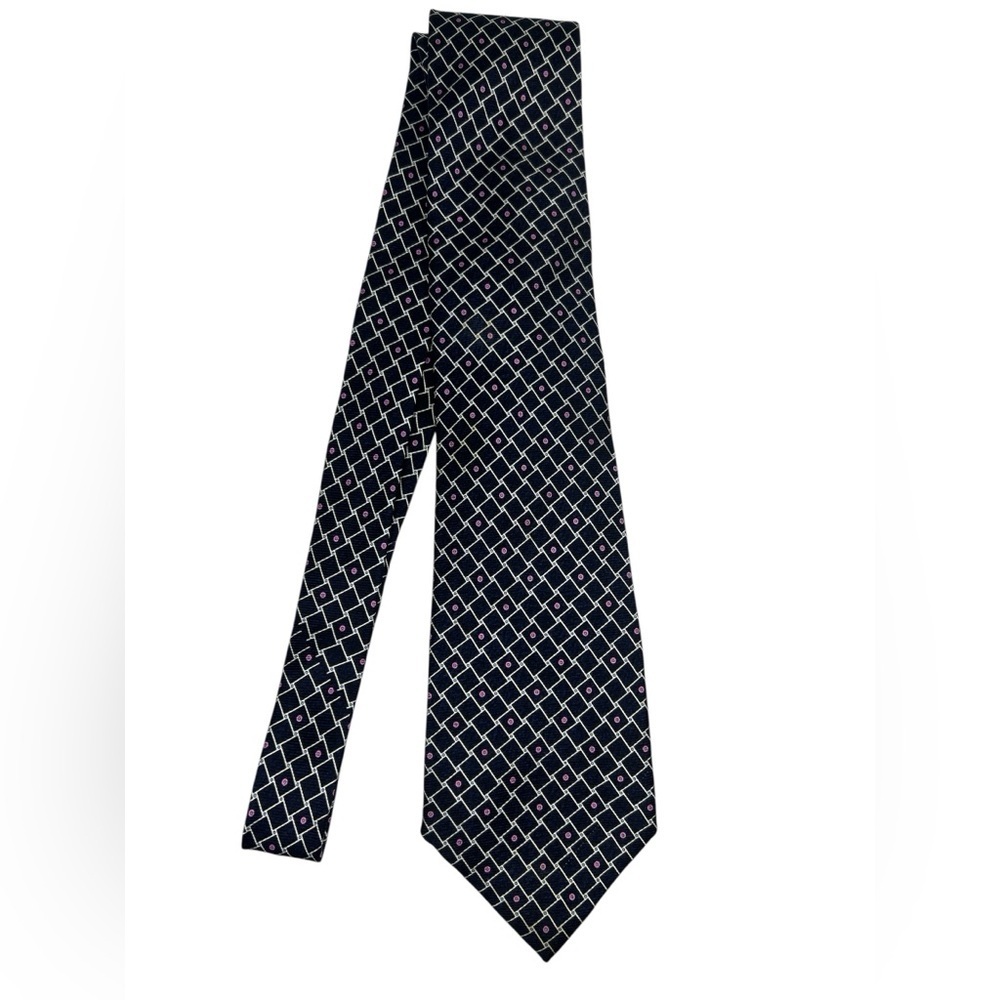 BVLGARI Made in Italy Silk Tie by Davide Pizzigom Blue & Pink Seven Fold Style